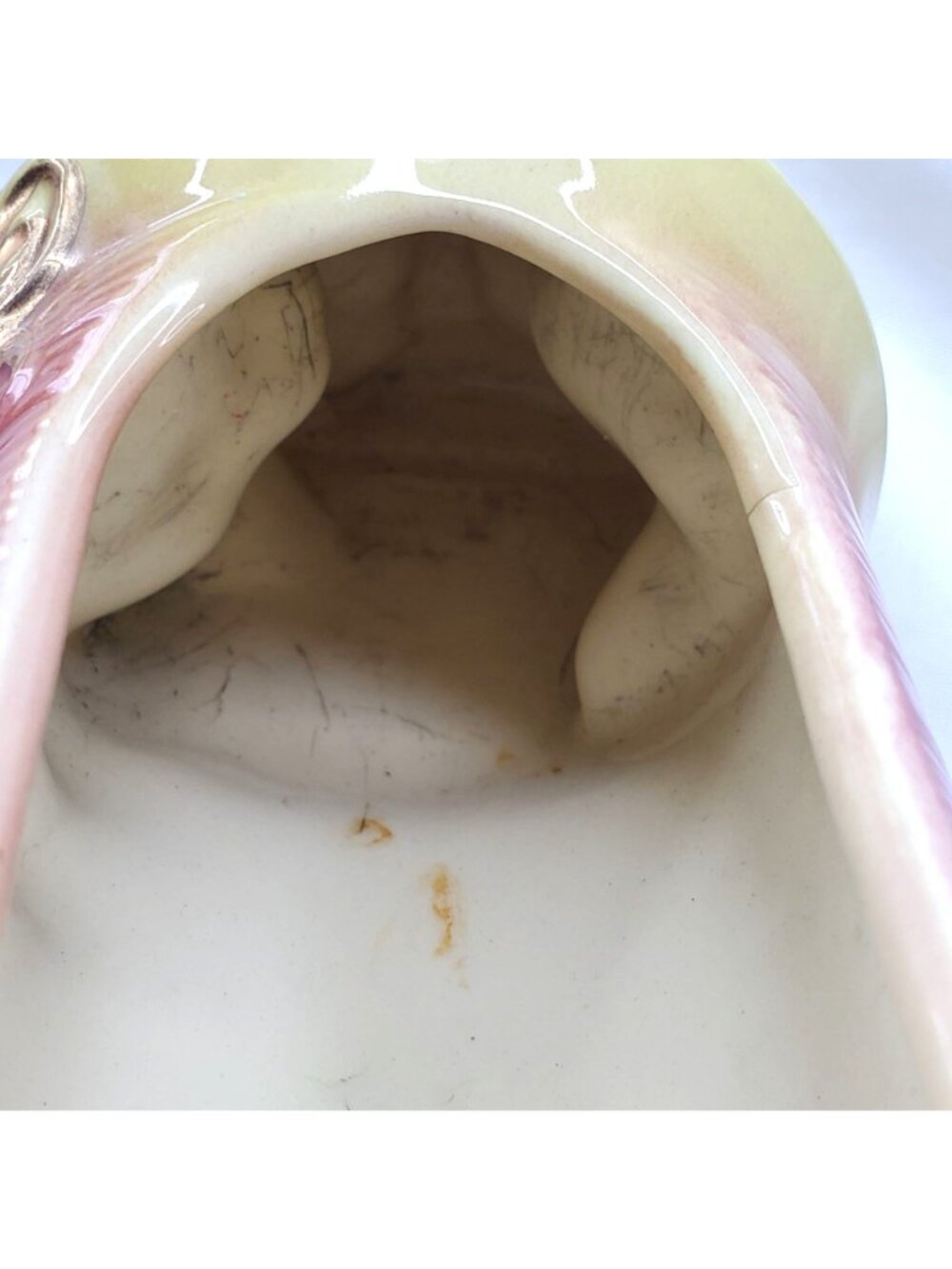 VTG Hull Pottery USA Ceramic Cat Figurine Planter 89 Pink & Yellow Gold Accents - Picture 14 of 15